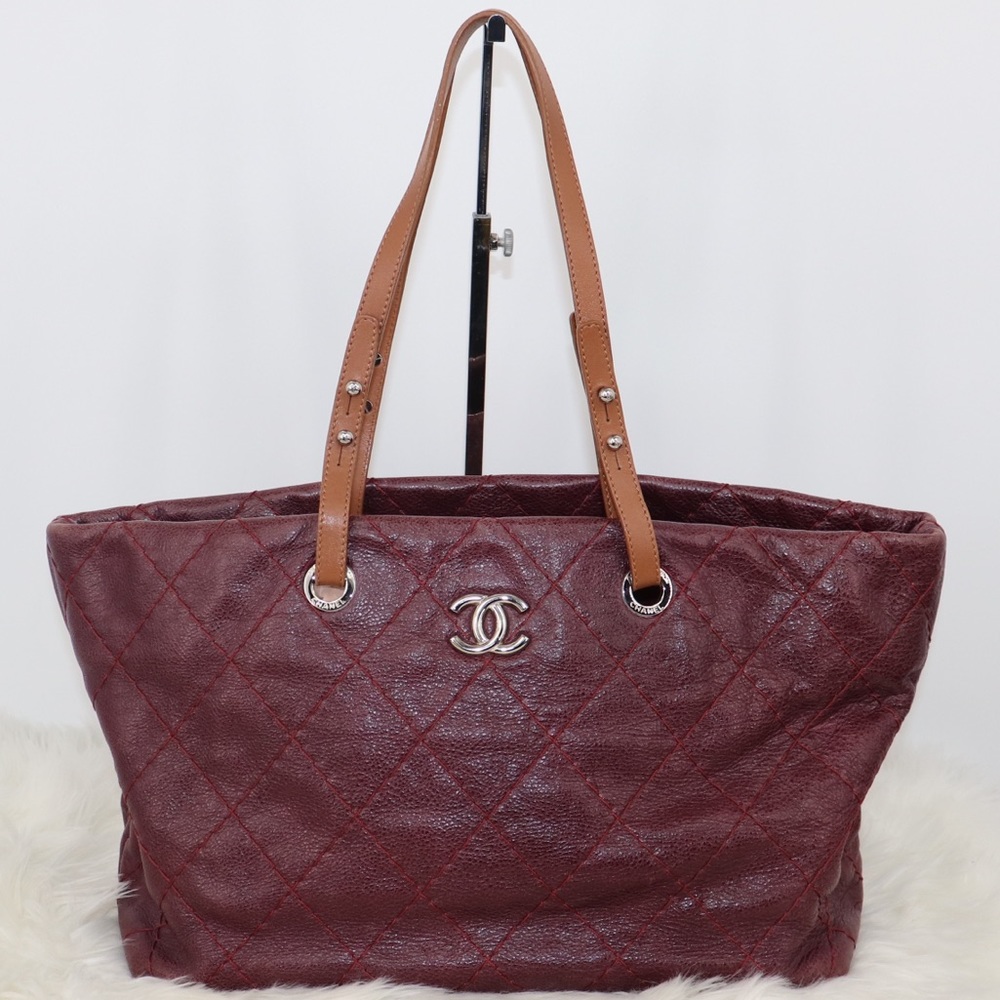 Quilted CC Shoulder tote Bag Calfskin Purple - Picture 2 of 8